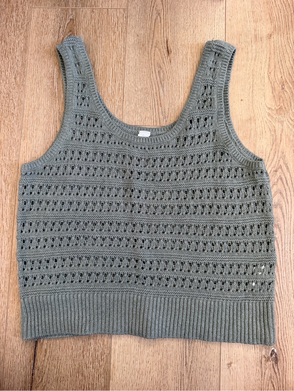 Old Navy Knit Crochet Tank Top in Olive Green